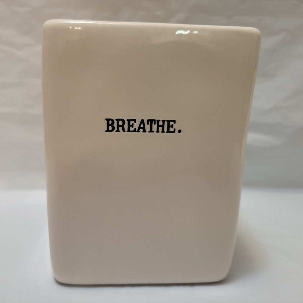 Rae Dunn BREATHE Pencil/Pen Holder Ivory and Black in Color NWOT